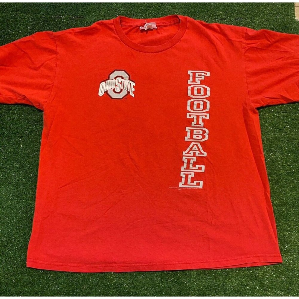 Vintage Y2K CSA Ohio State OSU Buckeyes football double sided t-shirt XL red